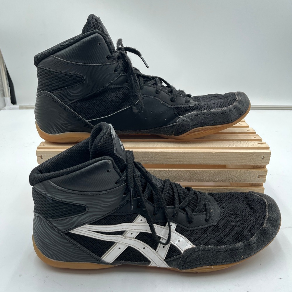 ASICS Wrestling Shoes Matflex 7 Size 11.5 Gum Sole Black White Mens 1081A051